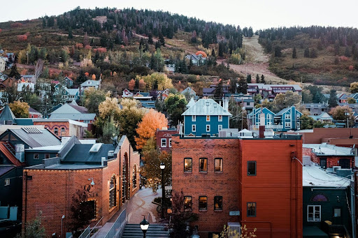 Park City streets and hillside in autumn